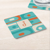Midden eeuw modern Piquet abstract turquoise Kartonnen Onderzetters (Schuin)