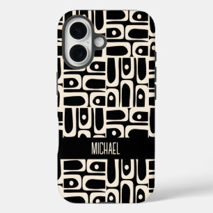 Midden eeuw modern Piquet gepersonaliseerd zwart iPhone 16 Hoesje