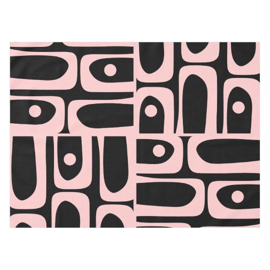 Midden-eeuw Modern Piquet Patroon Roze en Zwart Tafelkleed (Voorkant (Horizontaal))