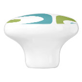 Midden-eeuw Modern Piquet Patroon Turquoise Limoen Keramische Knop (Zijkant)