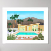 Midden eeuw Modern Pool House Art Print (Voorkant)