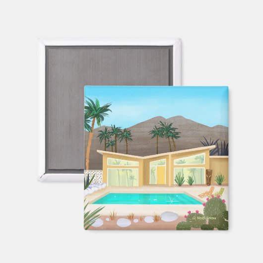 Midden eeuw modern poolhouse magneet (Voorkant / Achterkant)