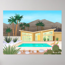 Midden eeuw modern poolhouse poster