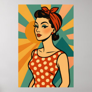 Midden eeuw modern popart - Retro glamour schoonhe Poster