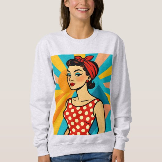 Midden eeuw modern popart - Retro glamour schoonhe Trui (Voorkant)