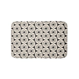 Midden eeuw modern retro atomaire zwart en crème badmat