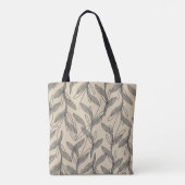 Midden eeuw modern retro botanische grijs beige tote bag (Achterkant)