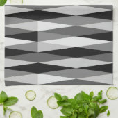 Midden Eeuw Modern Retro Diamant Zwart Wit Grijs Theedoek (Gevouwen)