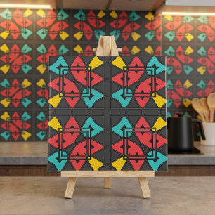 Midden Eeuw Modern Retro Geometrisch Turquoise Roo Tegeltje