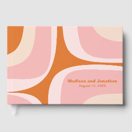 Midden eeuw modern retro groove roze en oranje gastenboek