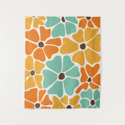 Midden Eeuw Modern Retro Mod Bloem Wandkleed (Voorkant)