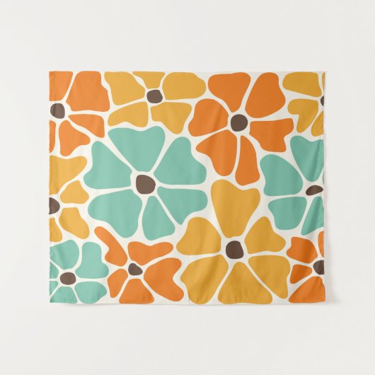 Midden Eeuw Modern Retro Mod Bloemmotief Wandkleed (Voorkant (horizontaal))