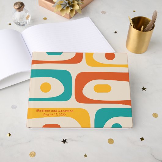 Midden Eeuw Modern Retro Piquet Gepersonaliseerd Gastenboek (Voorkant open)