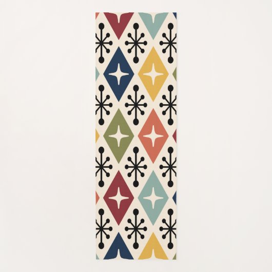 Midden eeuw modern retro stervormig patroon yogamat (Voorkant)