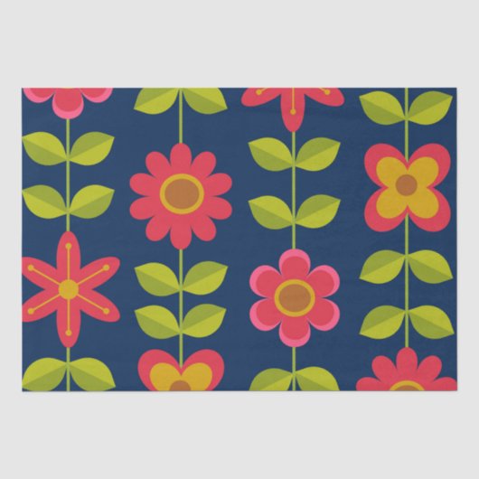 Midden eeuw modern rode bloemen met bladeren   tissuepapier (Voorkant)