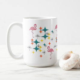 Midden eeuw modern roze flamingo diamant stervuur koffiemok