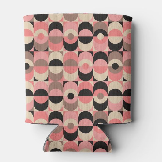 Midden-eeuw modern roze patroon blikjeskoeler (Achterkant)