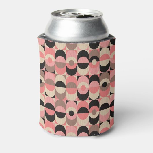 Midden-eeuw modern roze patroon blikjeskoeler (Blikje Achterkant)