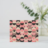 Midden-eeuw modern roze patroon feestdagenkaart (Staand voorkant)