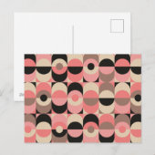 Midden-eeuw modern roze patroon feestdagenkaart (Voorkant / Achterkant)