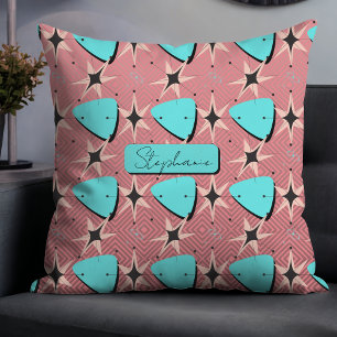 Midden eeuw modern roze patroon kussen