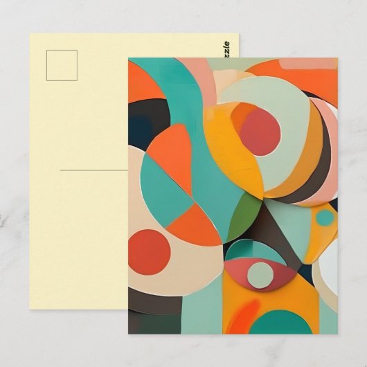 Midden Eeuw Modern Schilderij, Diverse Kleuren Briefkaart (Voorkant / Achterkant)