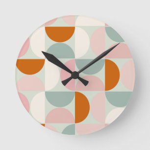 Midden Eeuw Modern Smerig Groen Blush Oranje Patro Ronde Klok