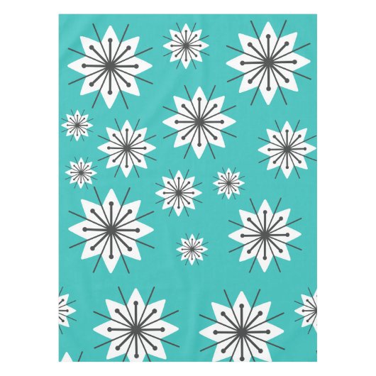 Midden eeuw modern sneeuwvlokken turquoise tafelkleed (Voorkant)