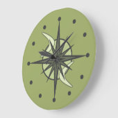 Midden eeuw modern Sputnik stervenspat chartreuse Grote Klok (Hoek)