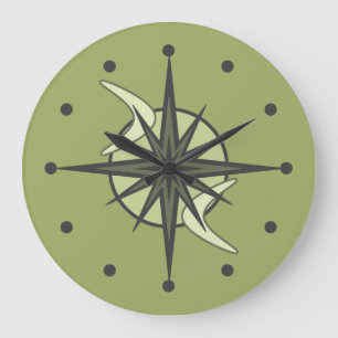 Midden eeuw modern Sputnik stervenspat chartreuse Grote Klok