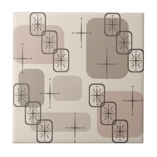 Midden eeuw modern Sputnik Taupe Tegeltje (Voorkant)
