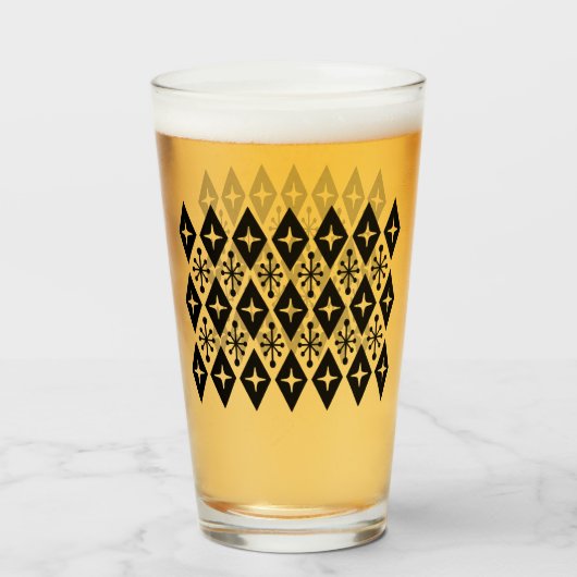 Midden eeuw modern steruitbarsting patroon glas (Voorkant gevuld)
