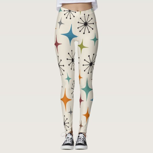 Midden eeuw modern steruitbarsting patroon leggings (Voorkant)
