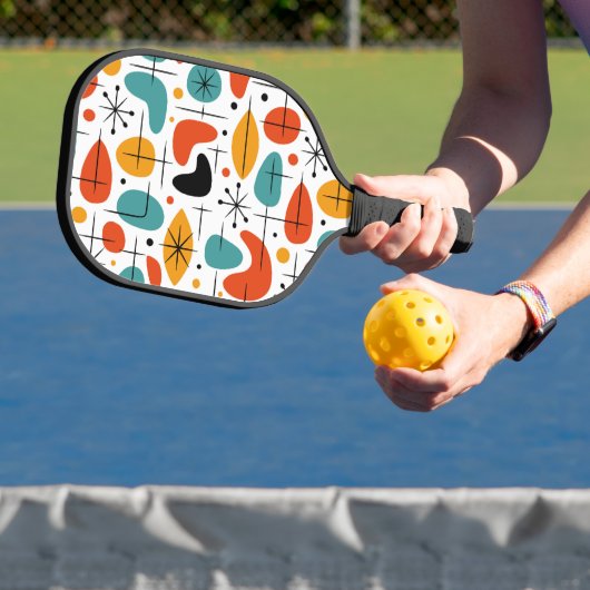 Midden eeuw modern steruitbarsting patroon pickleball paddle (Insitu)