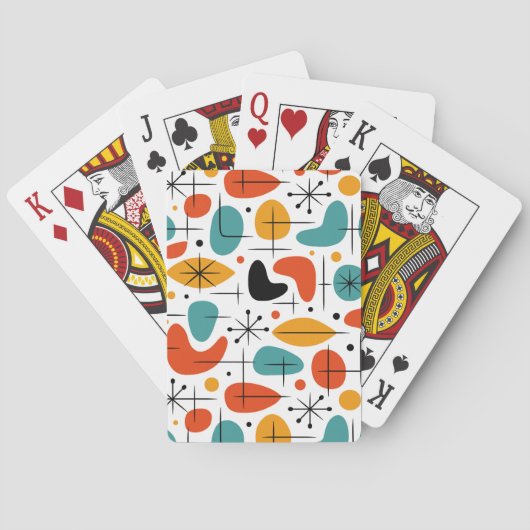 Midden eeuw modern steruitbarsting patroon pokerkaarten (Achterkant)