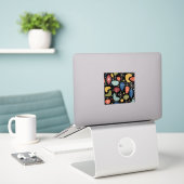 Midden eeuw modern steruitbarsting patroon sticker (Laptop op bureau)