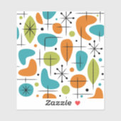Midden eeuw modern steruitbarsting patroon sticker (Vel)