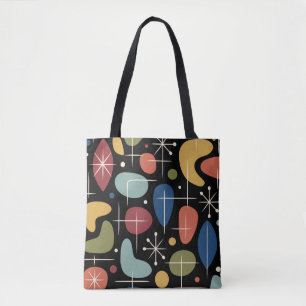 Midden eeuw modern steruitbarsting patroon tote bag