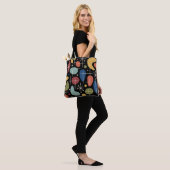 Midden eeuw modern steruitbarsting patroon tote bag (Op model)