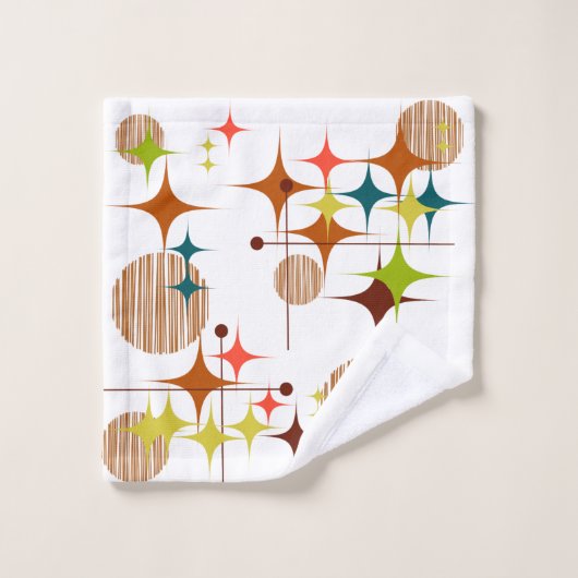 Midden eeuw modern steruitbarstingen en bollen bad handdoek (Wasdoekje)