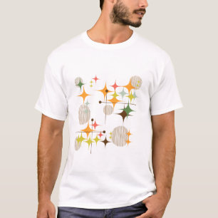 Midden eeuw modern steruitbarstingen en bollen t-shirt
