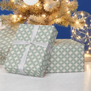 Midden eeuw Modern Stoffig Sage Groen Geometrisch Cadeaupapier