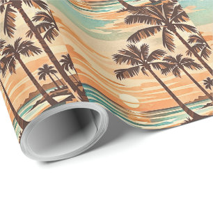 midden eeuw modern strand Hawaii zonsondergang pal Cadeaupapier