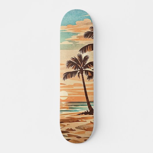 midden eeuw modern strand Hawaii zonsondergang pal Persoonlijk Skateboard (Voorkant)