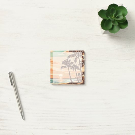 midden eeuw modern strand Hawaii zonsondergang pal Post-it® Notes (Kantoor)