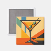Midden Eeuw Modern Sunrise Bauhaus Martini Magneet (Voorkant / Achterkant)