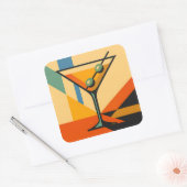 Midden Eeuw Modern Sunrise Bauhaus Martini Vierkante Sticker (Envelop)