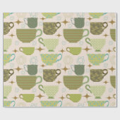 Midden eeuw modern theekoppatroon cadeaupapier (Vlak)