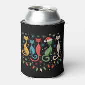 Midden eeuw modern uitziende katten Kerstmis Retro Blikjeskoeler (Blikje Voorkant)