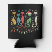Midden eeuw modern uitziende katten Kerstmis Retro Blikjeskoeler (Voorkant)